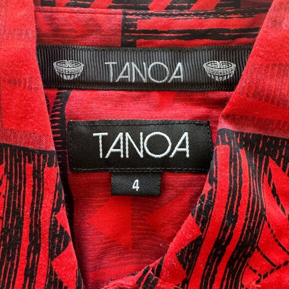 Tanoa Samoa Boys Button Down Shirt Size 4T Red Black - Picture 2 of 3